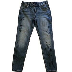 Simply Vera Wang Women's Jean‎ Size 6 Dark Wash Skinny Mid Rise Black Rhinestone